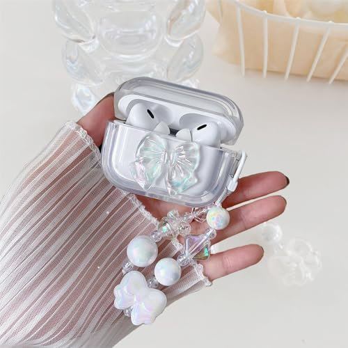Guyode Capa Auriculares Inalámbricos, Funda Auriculares Inalámbricos, Diseño de Lazo de Cristal 3D, Estuche Protector para Transparente, Case para Airpods 4
