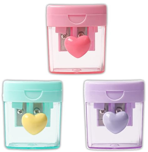 3 Stück Bleistiftspitzer, Pencil Sharpener, Anspitzer Dicke und Dünne Stifte,Zwei-Loch-Spitzer, Kleine Anspitzer für Schulen Büros Art, Pink, Lila und Grün