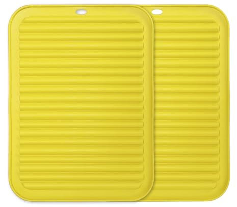 sourcing map 2 Pcs Silicone Trivets for Hot Pots and Pans, 12x9 Heat Resistant Trivet Mats Multi-Purpose Trivet Holders for Pots & Hot Dish, Countertops, Coasters, Yellow