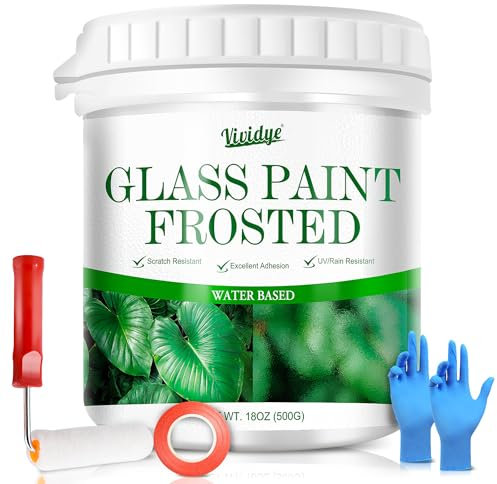 Frosted Glass Paint for Window Privacy - 500g Frosted Window Film for Privacy, Glass Privacy Coating with Tool for Bathroom, Kitchen, Doors, Office, Waterproof, Peep-Proof & UV Resistant Anti-Glare