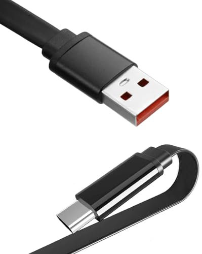 Vidacharmy USB-A/USB-C Flachkabel [2 M,3.0-5Gbps], Chnellladekabel 3A-60W für Samsung, Xiaomi, Schwarz
