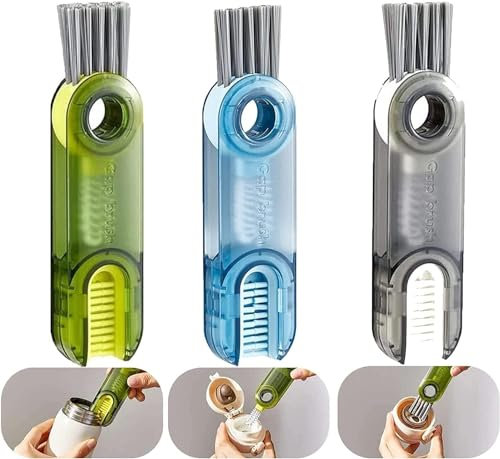 3Pcs 3 in 1 Multifunctional Cleaning Brush, 3 in 1 Bottle Cleaning Brush, Multipurpose Bottle Gap Cleaner Brush, Silicone Lab Cleaning Supplies