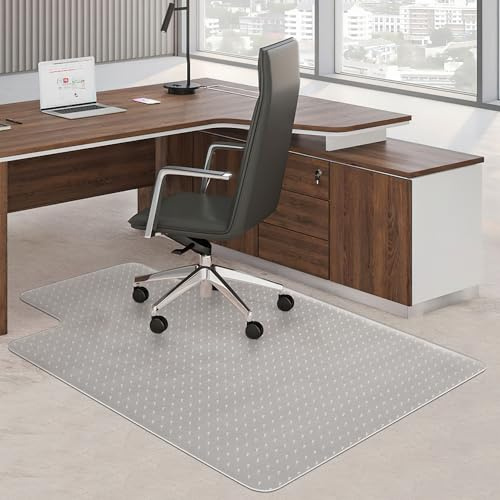 BesWin Office Chair Mat for Carpet, 90 x 120cm with Lip Plastic Carpet Protector for Low Pile Carpets, 2.2mm Thick Non-Slip Desk Chair Mat for Carpeted Floors, Easy Glide and Flat Without Curling