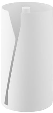 Yamazaki Tower Runder Küchenrollenhalter aus Stahl/Polypropylen - Schutz vor Staub/Spritzern, mit Deckel, Einhandbedienung - 16 x 16 x 30,2 cm, Japanisches Design, weiß