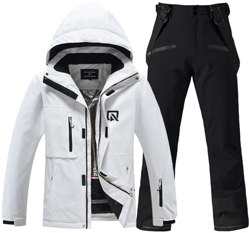 Damen Schneeanzug Damen Skijacke & Skihose Set mit Abnehmbare Kapuzen