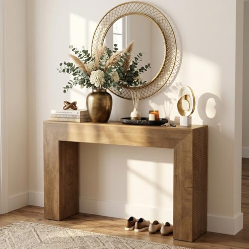 Tribesigns Konsolentisch 110 cm, Schmaler Rechteckiger Sofatisch Hinter Sofa, Landhaus Flurtisch Für Eingang Flur Und Wohnzimmer, Rustikales Braun
