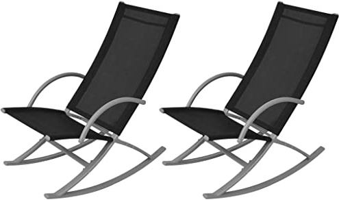 KTHLBRH Set mit 2 Schaukelstühlen für den Außenbereich, Gestell aus massivem Stahl und robustem Textilen, Tragkraft 110 kg pro Stuhl, für Terrasse, Hof oder Camping, leicht zu transportieren