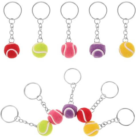 jojofuny Llavero Mini Pelota de Tenis 2 CM Set de 10 Unidades Colores Amarillo Rojo Verde Morado y Fucsia Colgante Deportivo Decorativo y Multifuncional para Bolso y Llavero