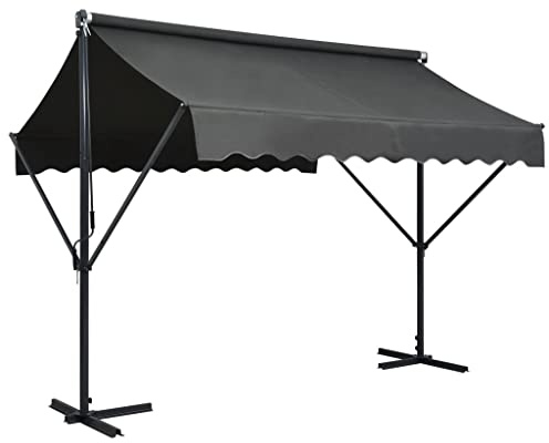 QJBSAVVA Tenda da sole autoportante, double face, 400 x 300 cm, antracite, grande tenda da sole con robusto telaio in acciaio e tessuto in poliestere, per giardino, terrazza e esterni