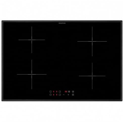 Oranier Induktionskochfeld 80 cm - Kochfeld autark mit umlaufenden schwarzem Kochfeldrahmen, 4-fach Booster, Timer, LED Anzeige rot, Topfgrößenerkennung & Touch Control Steuerung