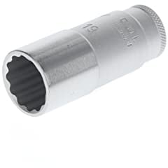 GEDORE Steckschlüsseleinsatz lang, Nuss, 3/8'' 10 mm Antrieb, 12-kant, 19 mm Weite, D 30 L 19, Stahl verchromt