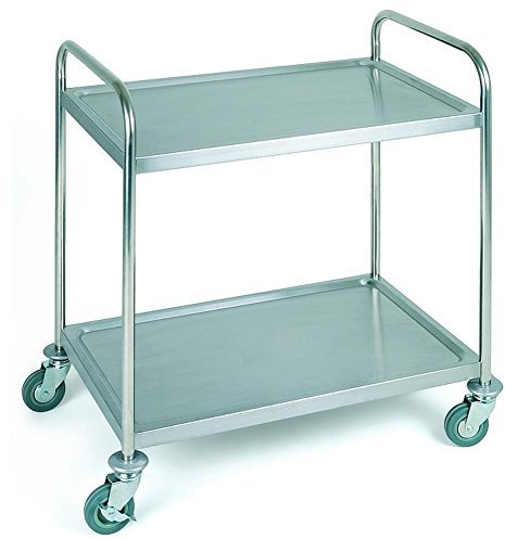 APS Servierwagen, Transportwagen, Servierwagen mit Zwei Böden, B x T x H: 91 x 59 x 93 cm, Abstand zwischen den Borden ca. 56 cm, 4 Lenkrollen, Davon 2 feststellbar, Trolley mit Tragfähigkeit 80 kg