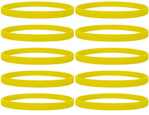 GOGO 100 Pezzi Braccialetti Silicone Personalizzabili, Braccialetti Sottili in Silicone per Adulti, Accessori per Feste-Giallo
