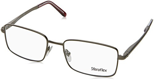 Sferoflex Mens SF2262 Square Prescription Eyewear Frames, Matte Gunmetal/Demo Lens, 53 mm