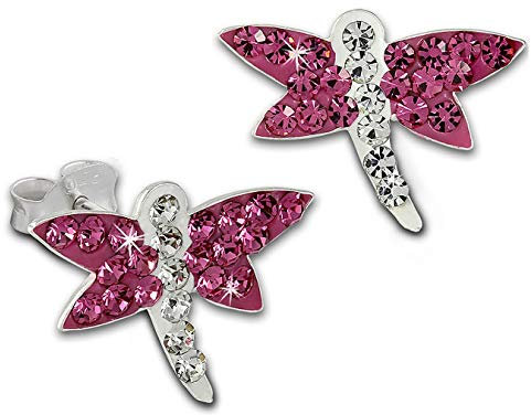 Teenie-Weenie Ohrringe für Kinder 925 Silber Ohrstecker Libelle pink SDO8021P Silber Ohrstecker
