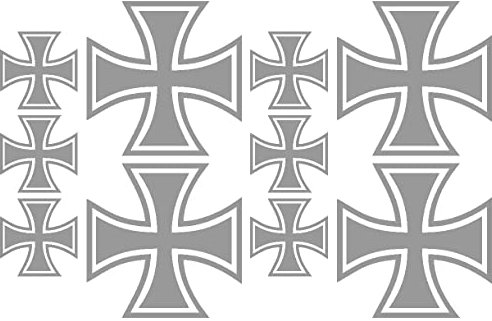 Samunshi® 10x Aufkleber Eisernes Kreuz im Set Bogen26x17cm grau
