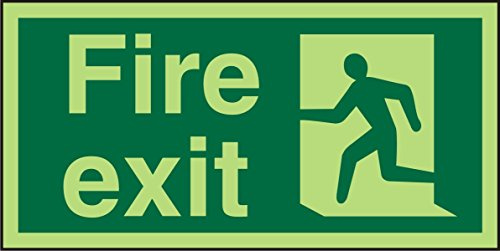 Seco Señal Fire Exit – Salida de fuego y hombre corriendo izquierda, 300 mm x 150 mm, fotoluminiscente 2 mm acrílico