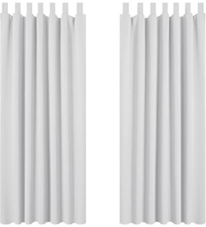 Deconovo Gardinen Verdunkelungsgardinen Vorhänge Verdunkelungsvorhang Thermo Vorhang Blickdicht Schlaufen Fensterdeko, 175x140 cm(HöhexBreite), Silber Grau, 2er Set