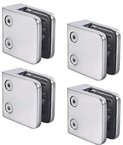 MAXFORYOU Heavy duty 4pcs of 316 Stainless Steel Glass Clamps Mounting Balustrade Post Bracket Handrails Railing 55 x 55 mm, Polished