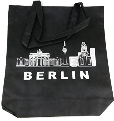 Starlet24 Berlin Jutebeutel Hipster Tasche Shopper Stofftasche Einkaufstasche Freizeittasche Beutel Souvenir Andenken Einkaufsbeutel #100927 Schwarz