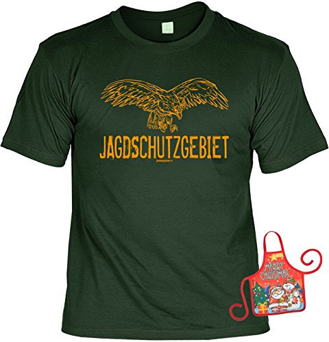 Jäger Set - lustiges Sprüche T-Shirt + Minischürze : Jagdschutzgebiet - Jägershirt + witziger Scherzartikel Flaschenschürze Gr: M