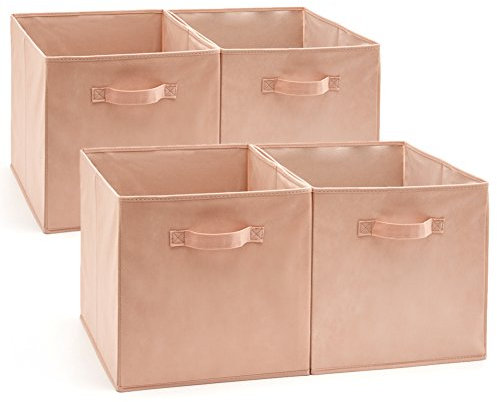 EZOWare 4er-set Aufbewahrungskörben, Behälter, faltbare Würfelboxen aus Stoff für Kinderspielzeug, Kinderzimmer-Organizer, Schrank, Zuhause – 33 x 37 x 33 cm Rosa
