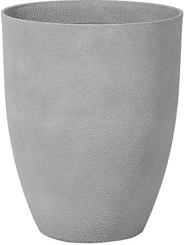 Beliani Haut Cache-Pot Gris Rond Effet Béton en Polyrésine Diamètre 43 cm Pot de Fleurs Idéal au Design Moderne pour Extérieur et Intérieur