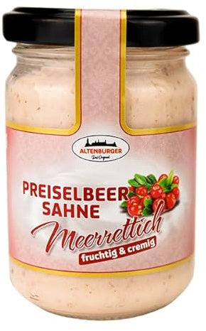Altenburger Original Preiselbeer Sahne Meerrettich, 140g im Glas, fruchtig-cremiger Genuss passend zu Wild und Käse