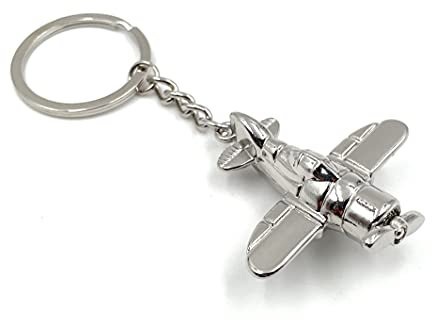 Onwomania - Propeller Flugzeug Flieger Schlüsselanhänger - Metall Glücksbringer ideal als Geschenk z.B. für den besten Freund, die beste Freundin, Mama - Für Männer, Frauen & Kinder