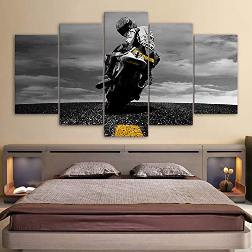 BOYH Drucke auf Leinwand 5 Panel Valentino Rossi Moto Sports Motorrad Dekor druckt Poster Wandkunst,A,30×40×2+30×60×2+30×80×1