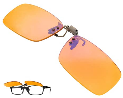 BRADDELL OPTICS Computer-Lesebrille mit blauem Licht, zum Anklippen für Schlaf, Augenbelastung, fluoreszierende Blendung und Migräne-Lichtempfindlichkeit, bernsteinfarben