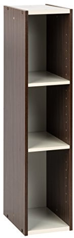 Iris Ohyama Platzsparendes Regal, Schlank, 3 Ebenen, Braun, Verstellbar, Modular, Für Wohnzimmer, Homeoffice, Schlafzimmer, Organisation, Bücher, CD, Dekor, Einfache Montage, UB-9020