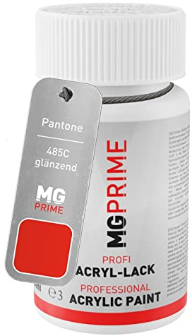 MG PRIME Pantone 485C Red glänzend Lackstift | Lackfläschchen mit Pinsel, 50 ml, schnelltrocknend