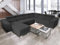 All4All Ecksofa mit Schlaffunktion Cleo Pano 334 cm x 264 cm - Wonlandschaft in U-Form - XXL Sofa - Schlafsofa Groß - Farbe wählbar - Gewebe mit Kunstleder - Seite Links - Modern 19