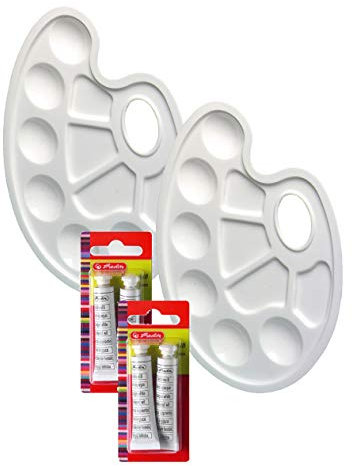 Herlitz Deckweiß, 2 Tuben a 7.5 ml (2x 2 Tuben Deckweiß + 2 Mischpalette)