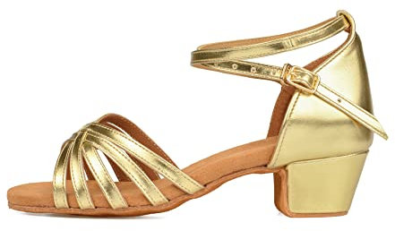 Donna Bambina Scarpe da Ballo Latino/Ballo da Sala/Ballo Liscio Danza Moderna Scarpe da Raso Oro 29