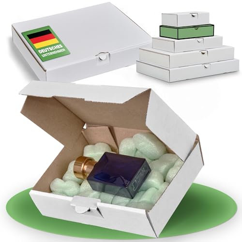 smiley pack 100 Maxibriefkartons 180 x 130 x 45 mm weiß (100 Stück) DIN A6 B6 Maxibrief Versandkarton für DHL DPD GLS Hermes Warensendung Büchersendung mit Steckverschluss
