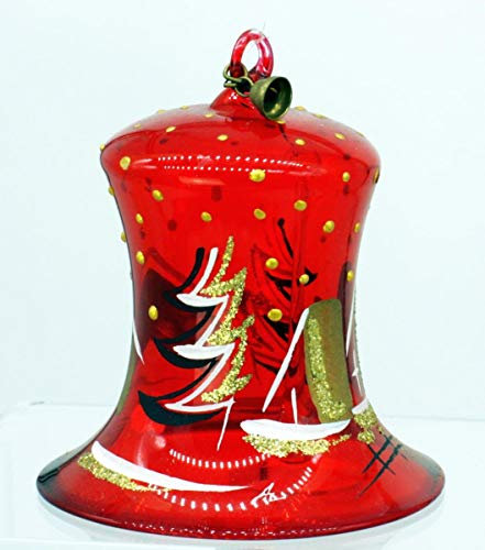condecoro Glocke handbemalt Dorf rot Christbaumkugel 10cm