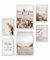 Heimlich® Premium Poster Set mit Bilderrahmen Aluminium Gold | 2 x DIN A3 & 4 x DIN A4 - ca. 30x42 & 21x30 | Stilvolle Poster Collagen mit passenden Bilder als Wanddeko » Achtsam Beige Strand «