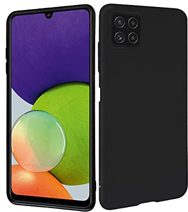 HSP Hülle für Samsung Galaxy A22 5G [Staubabweisend] Handyhülle | Premium TPU Silikon Case Schutzhülle | Kratzfest Stoßfest Fallschutz | Kabelloses Laden | Passgenau Dünn Matt | Schwarz