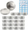 ZEOABSY 20 Pièces 150ml Pots en Aluminium Vide Rond Argent Petit Cosmétiques Pot Conteneurs for Fait Main Bougies Crème Baume Voyage, 5X Spatule, 1x Étiquettes