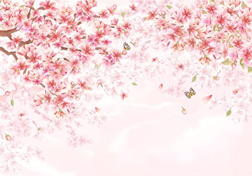 Papier Peint Panoramique 3D Fleurs De Cerisier Romantiques Roses De Style Pastoral Papiers Peints Intissé Poster Mural Tapisserie Murales 350x245cm