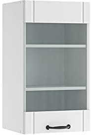 Vicco Küchenglasschrank Fame-Line, Glashängeschrank, Weiß Landhaus/Weiß, 40 cm