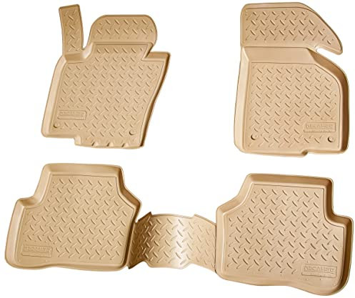 Recambo 3D Gummi Fußmatten kompatibel für VW Passat 3C B6 | BJ 2005-2010 | Auto Gummimatten | Passgenau | mit Rand | beige