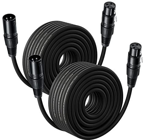NUOSIYA Cavo XLR Bilanciato, 2 Pacchi per Microfono, da XLR 3 Pin Maschio a Femmina, per Registratore da Studio, Mixer, Sistema di Altoparlanti, Alimentazione Phantom (20m)