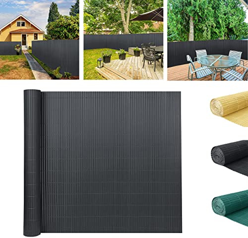 YARDIN PVC Sichtschutzmatte Sichtschutz Sichtschutzzaun, UV-beständig und Wetterfest Starke Privatsphäre Balkonverkleidung für Garten Terrasse, mit Kabelbindern (90 x 400cm, Anthrazit)