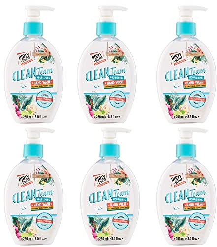 Dirty Works Clean Team Nourishing Handwäsche, Aloe & Papaya, vegane Handseife, Multipack mit 6 Stück, 250 ml Pumpspender