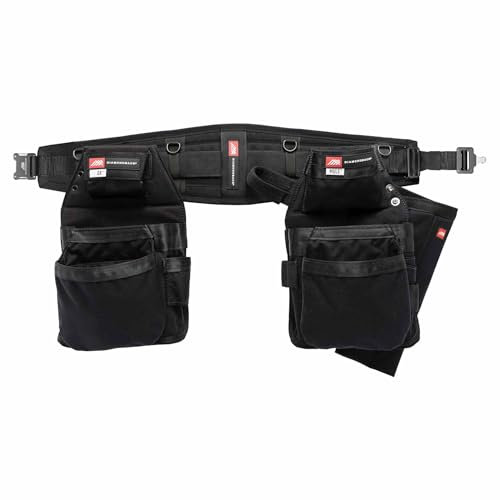 The Diamondback GRRande 2.0 Toolbelt System, Right Handed, Black, Large | for Carpenter Framer Roofer | Padded 5 Pockets, 13 Slots, 2 Loops | Holds Drill Bit Index, Speed Square, Measuring Tape