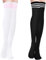 YOGINGO 2 Pairs of Knee Stockings, Overknee Stockings, Women's Thigh High Socks, Long Striped Socks, Black, Warm Knee Stockings, Knee High Leg Warmers, Thigh Socks for Girls, black, Small/X-Large