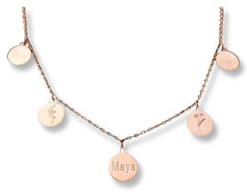 Personalisierte Familienkette als Geschenk für Frauen | zur Geburt | zur Hochzeit | für die Freundin | für Mama (Rosé)
